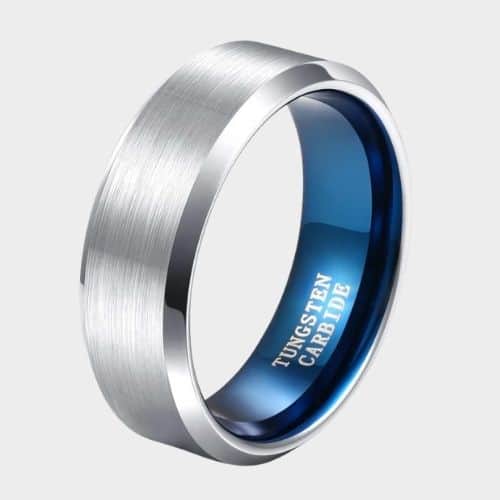 Anello in tungsteno argento spazzolato e lucidato per uomo 6mm 8mm