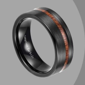 Anello n tungsteno Heartbeat, anello da uomo n tungsteno, fasca da 8