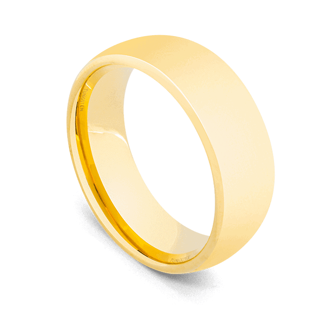 Anello in tungsteno dorato lucido per uomo