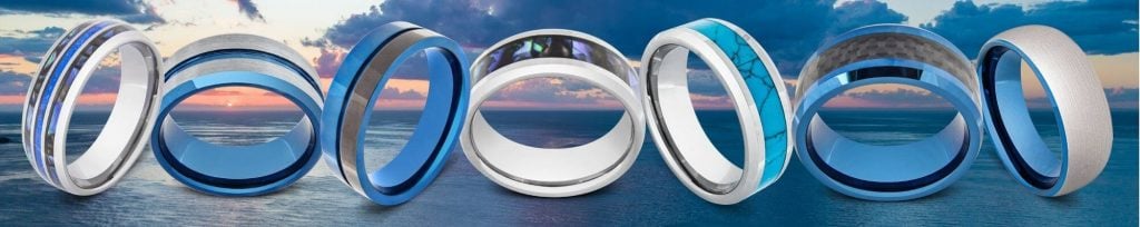 Gamma di anelli blu per uomo