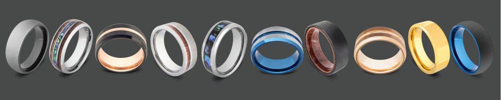 Collezione di anelli da uomo realizzati in carburo di tungsteno
