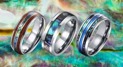 Collezione di anelli in conchiglia per uomo - Conchiglia di abalone e madreperla