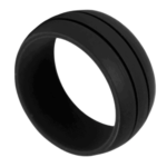 Vigour - Anello in silicone da uomo - Nero con doppia scanalatura
