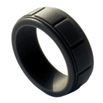 Tread - Anello in silicone da uomo - Nero con motivo a blocchi