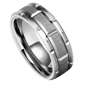 anello da uomo in argento con motivo a mattoni a blocchi, anello di fidanzamento per anniversario di matrimonio, lucidato e spazzolato, tutte le taglie
