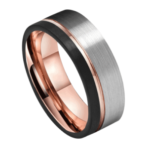 anello da uomo in argento nero con anello in oro rosa per anniversario di matrimonio, fede nuziale in tutte le taglie