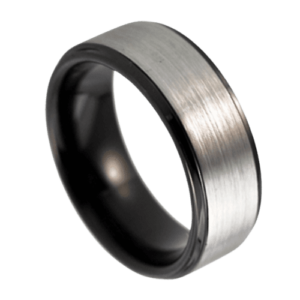 anello da uomo in argento con bordi neri fede nuziale anniversario fidanzamento 8mm tungsteno in tutte le misure