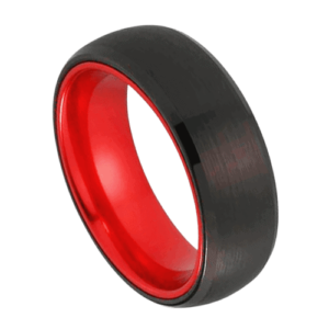 anello da uomo nero con tungsteno rosso all'interno, fede nuziale da 8 mm per anniversario di matrimonio, in tutte le misure