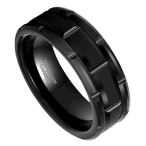anello da uomo nero 8mm blocco di tungsteno design moderno audace anniversario di matrimonio e fascia di fidanzamento in tutte le misure