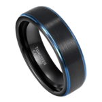 Maven - Anello da uomo in tungsteno - Nero con blu 6 mm o 8 mm