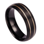 Devozione - Anello da uomo in tungsteno - Nero opaco e oro 8 mm