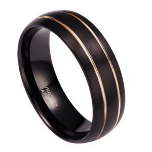 anello da uomo nero con 2 fasce in oro anello di fidanzamento per anniversario di matrimonio 8mm tungsteno in tutte le misure