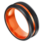 Attitudine - Anello da uomo in tungsteno - Nero e arancione 8 mm