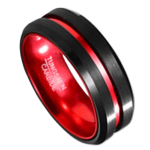 anello da uomo nero fascia centrale rossa tungsteno 6mm 8mm anniversario di matrimonio fede nuziale in tutte le misure