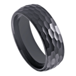 Luna - Anello da uomo in tungsteno - Nero martellato 8mm