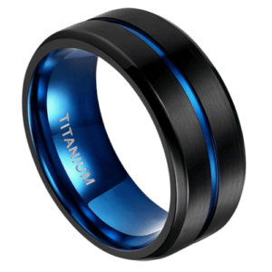 anello da uomo nero con fascia blu per matrimonio, fidanzamento, anniversario, anello in tungsteno spazzolato da 6 mm e 8 mm in tutte le misure