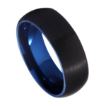 Heroic - Anello in tungsteno da uomo - Nero e blu 8 mm