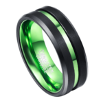 Shamrock - Anello da uomo in tungsteno - Nero e verde 8 mm