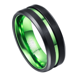 anello da uomo verde con lati in tungsteno nero, fede nuziale da 8 mm per anniversario di matrimonio in tutte le misure