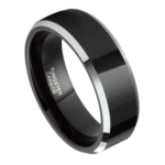Determinazione - Anello in tungsteno da uomo - Nero e argento 6 mm o 8 mm