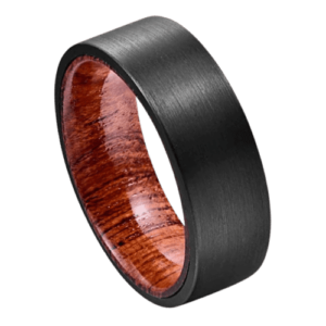 anello nero da uomo con interno in legno tungsteno fascia da 8 mm per anniversario di matrimonio fidanzamento o anello di promessa in tutte le misure