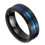 Visionario - Anello da uomo in tungsteno - Nero con blu 8 mm