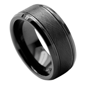 anello da uomo nero in tungsteno spazzolato da 8 mm per anniversario di matrimonio o fidanzamento in tutte le misure