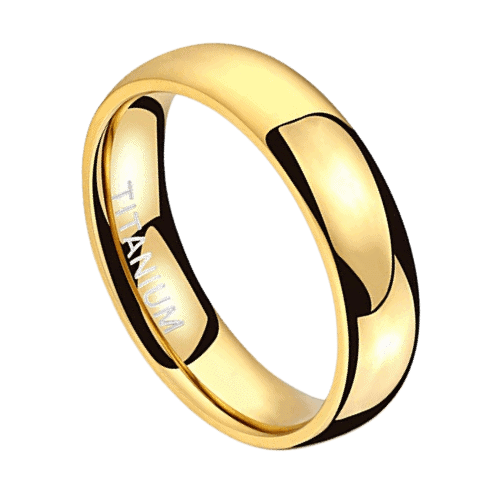 Graceful – Men’s Titanium Ring – Gold 4mm or 6mm