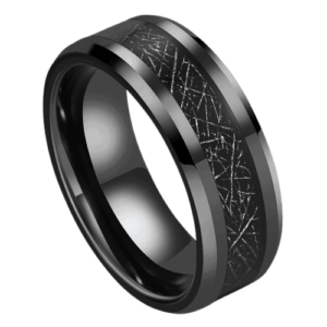anello da uomo in meteorite nero, anello di fidanzamento per anniversario di matrimonio in tutte le misure, 6 mm, 8 mm, tungsteno