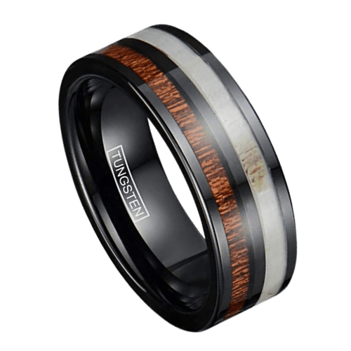 Buck – Men’s Tungsten Ring – Antler & Wood 8mm