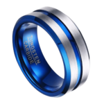 Laguna Blu - Anello da uomo in tungsteno - Argento e blu 8 mm