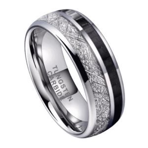 anello da uomo in meteorite argento tungsteno nero 8mm fede nuziale anniversario fidanzamento in tutte le misure