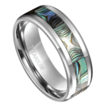 La perception - Anello in titanio da uomo - Conchiglia di abalone 6 mm