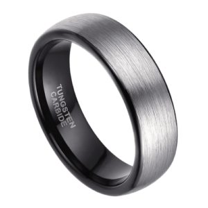 anello da uomo in argento per anniversario di matrimonio, fede nuziale, interno nero, tungsteno spazzolato da 6 mm, in tutte le misure