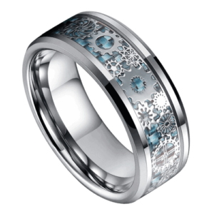 anello da uomo in argento con zoccolo da orologio intarsio in fibra di carbonio larghezza 8 mm in tutte le misure per matrimoni anniversario fidanzamento