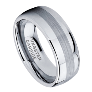 anello da uomo in argento tungsteno 8mm centro spazzolato e bordi lucidati perfetto per anniversario di matrimonio e fidanzamento