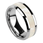 Intuitivo - Anello da uomo in tungsteno - Madreperla 6mm o 8mm