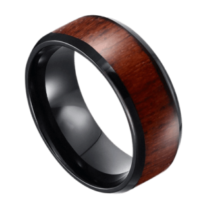 anello da uomo in legno con tungsteno nero da 8 mm. Perfetto per fede nuziale, fidanzamento o anniversario.
