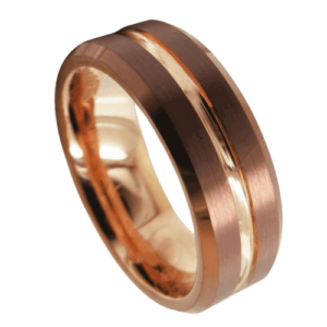 anello da uomo in oro rosa tungsteno 8mm fede nuziale anniversario fidanzamento in tutte le misure spazzolato e lucidato