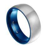 Appassionatore - Anello da uomo in titanio - Argento e blu 6 mm o 8 mm