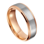 Ascesa D'Argento - Anello da uomo in tungsteno - Argento e oro rosa 8 mm