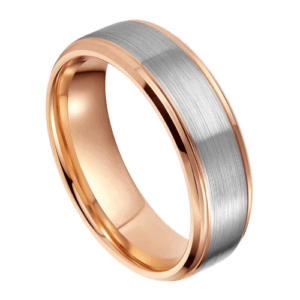anello da uomo in argento con bordi in oro rosa, fede nuziale in tungsteno per anniversario di matrimonio in tutte le misure