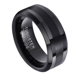 anello da uomo in tungsteno nero o fede nuziale da 6 mm o 8 mm
