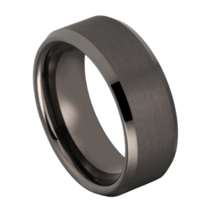 anello da uomo in tungsteno grigio canna di fucile. Perfetto per matrimoni