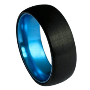 Anello nero da uomo con bordi e interno blu
