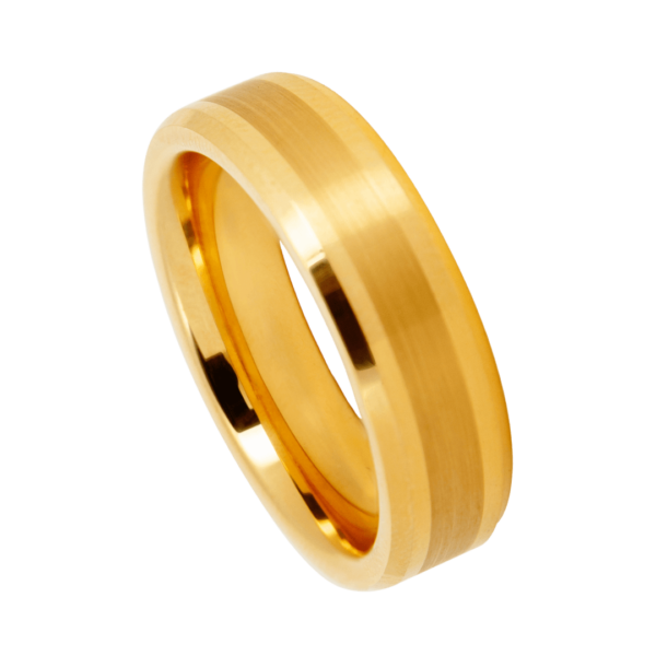 Anello in tungsteno dorato per uomo