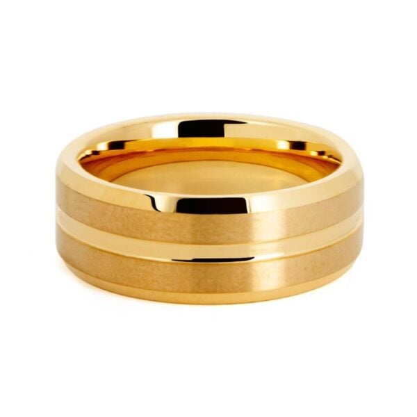 Anello in tungsteno dorato per uomo