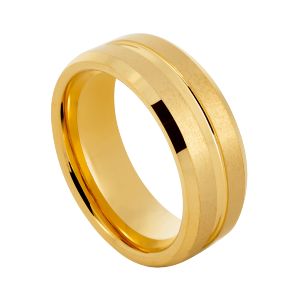 Anello in tungsteno dorato per uomo