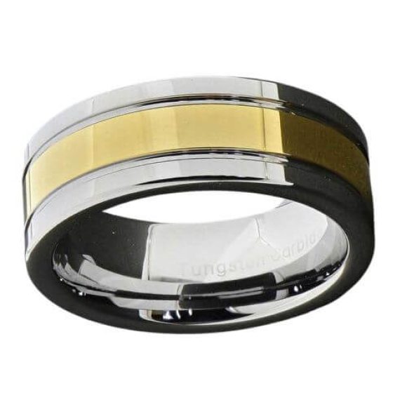 Opulento: uno straordinario anello da uomo in tungsteno in argento e oro Anello in argento e oro per uomo realizzato in carburo di tungsteno