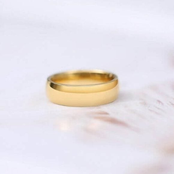 Fede nuziale da uomo in oro realizzata in titanio da 4 mm e 6 mm, stile moderno e design tradizionale